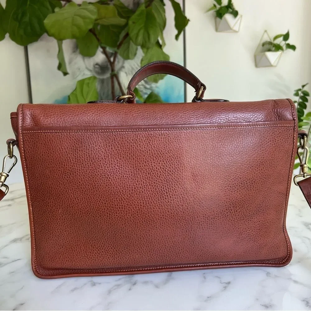 COACH Vintage Sheridan Sumter Briefcase 5268 Tan Pebble Leather Brass 90's USA